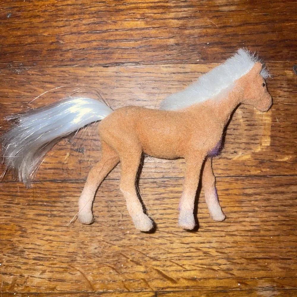 Vintage Lot 7 Toy Velvet Flocked Coated Horses‎ Ponies Figures 3